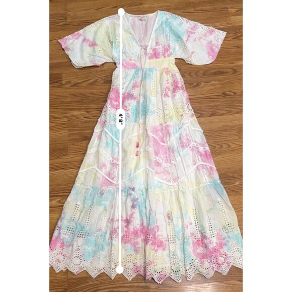 HEMANT & NANDITA multicolor cotton Amara Broderie Anglaise Maxi Dress size XS - Picture 5 of 14